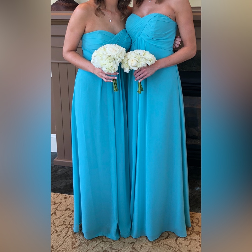 Blue strapless bridesmaids dress, 8